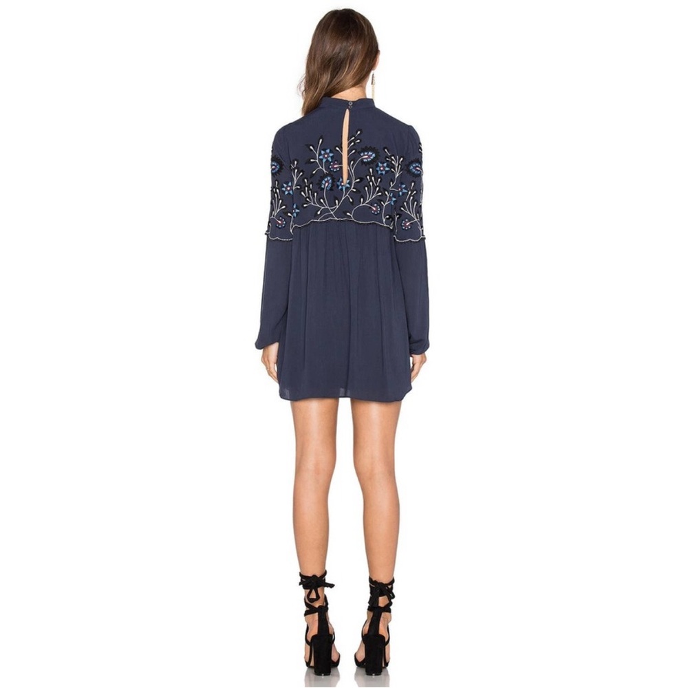 Parker Sadie Embroidered Blue Boho Long Sleeve Mini Dress Size Small - Picture 7 of 12